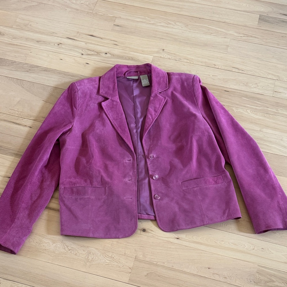 Barbie Pink Leather Suede Blazer Jacket-L-Read